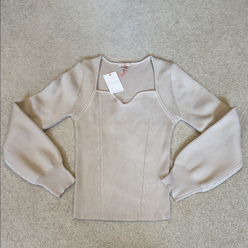 Women’s Beige Knit Sweetheart Sweater